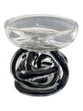 Black Art Glass Infinity Knot Candle Holder